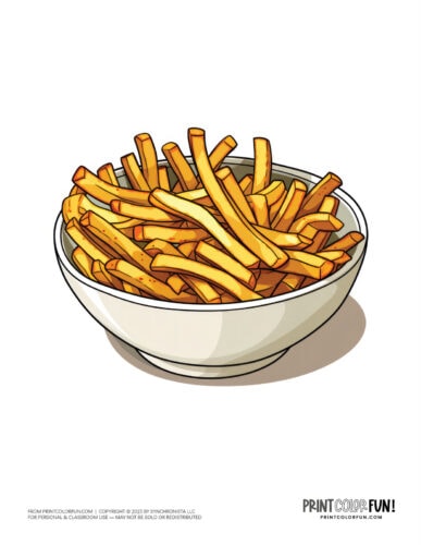 French fries in a bowl clipart coloring from PrintColorFun com