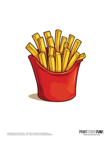 French fries in a fast food container clipart coloring from PrintColorFun com (1)