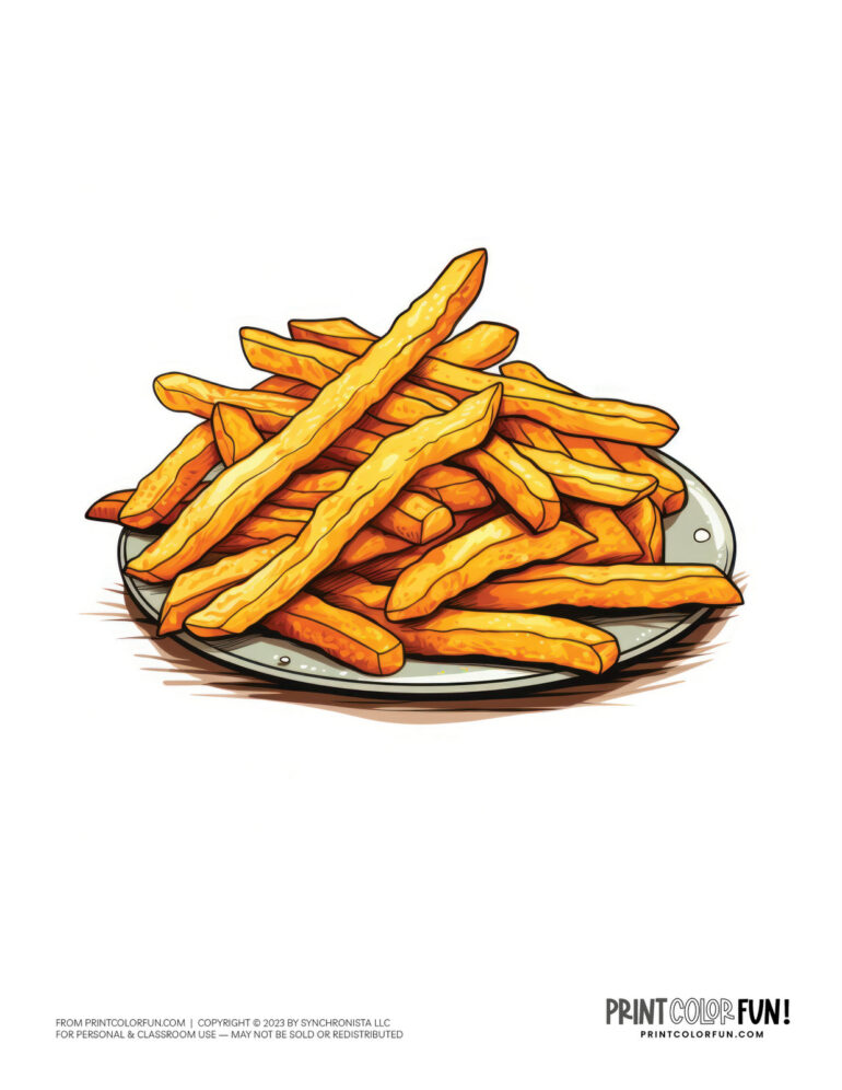 16 French fries clipart & coloring pages for delicious food learning