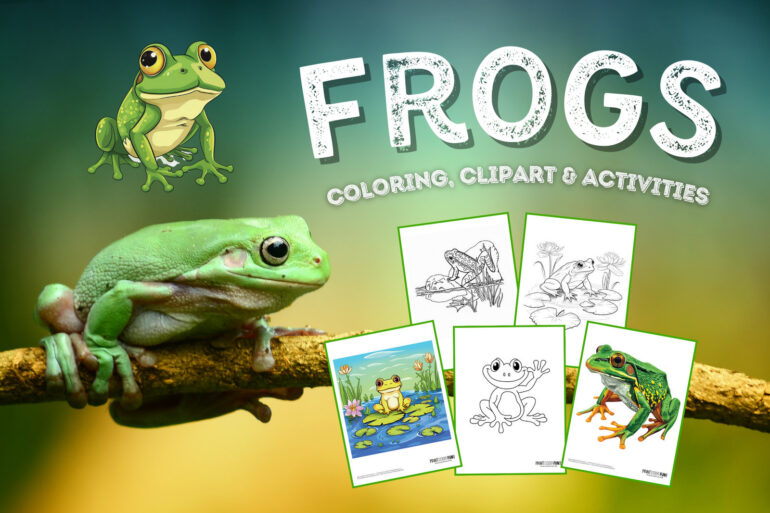 Frog coloring pages, clipart, activities and more from PrintColorFun com