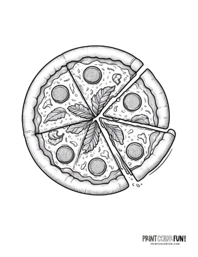 Full pizza pie coloring page from PrintColorFun com