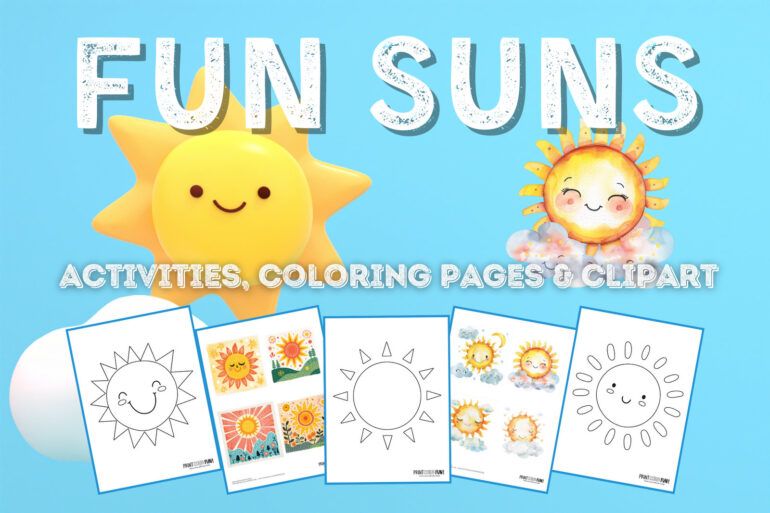 Fun sun coloring and clipart from PrintColorFun com
