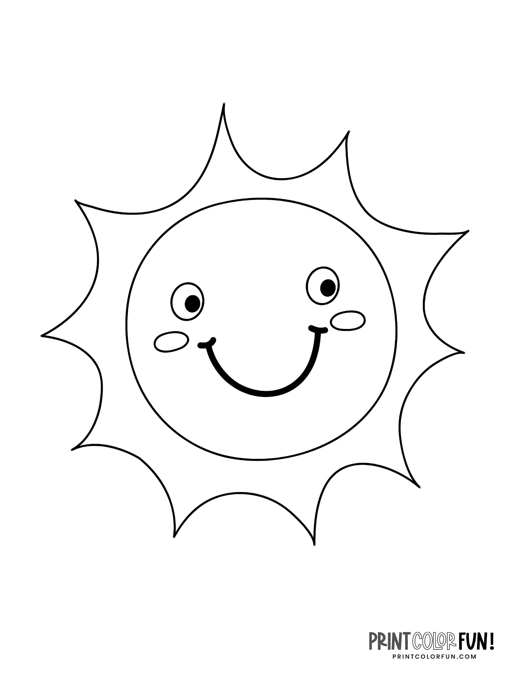sun coloring fun printable cute shapes stylized abstract