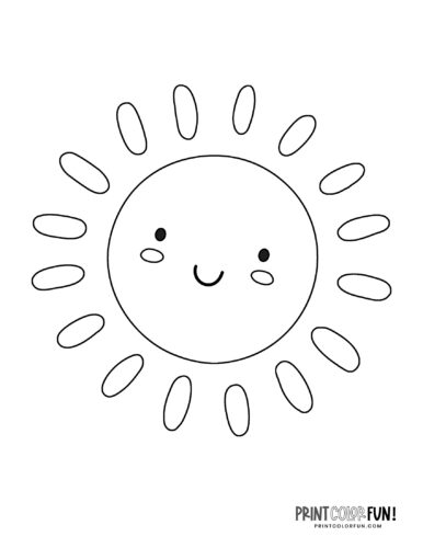 Fun sun coloring pages - Cute faces (2)