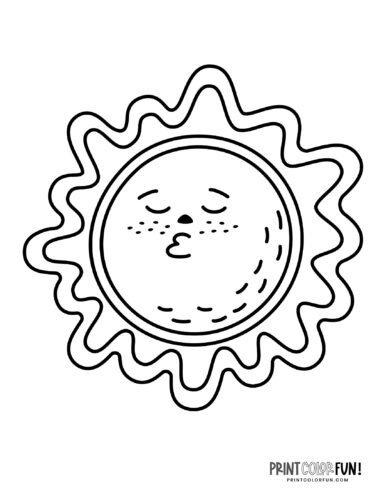 Fun sun coloring pages - Silly faces (1)