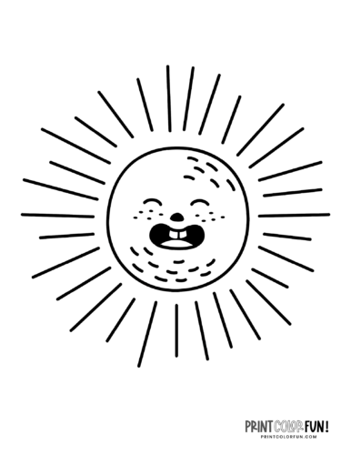 Fun sun coloring pages - Silly faces (6)