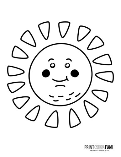 Fun sun coloring pages - Silly faces (8)