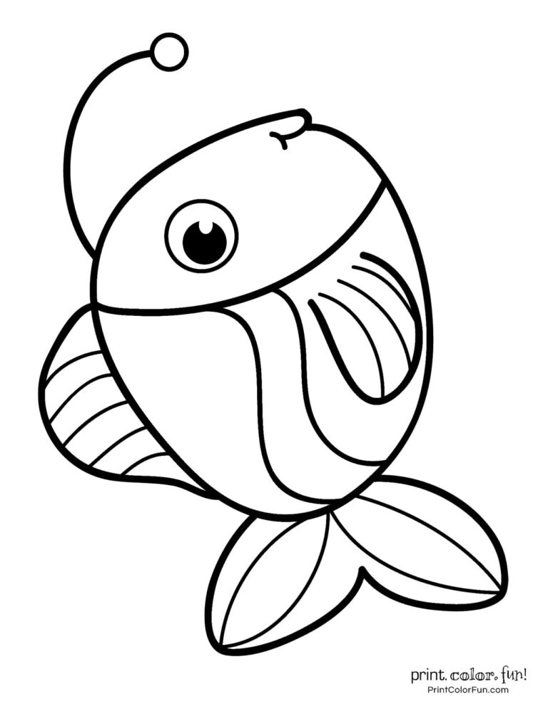 Top 100 fish coloring pages: Cute free printables, at PrintColorFun.com