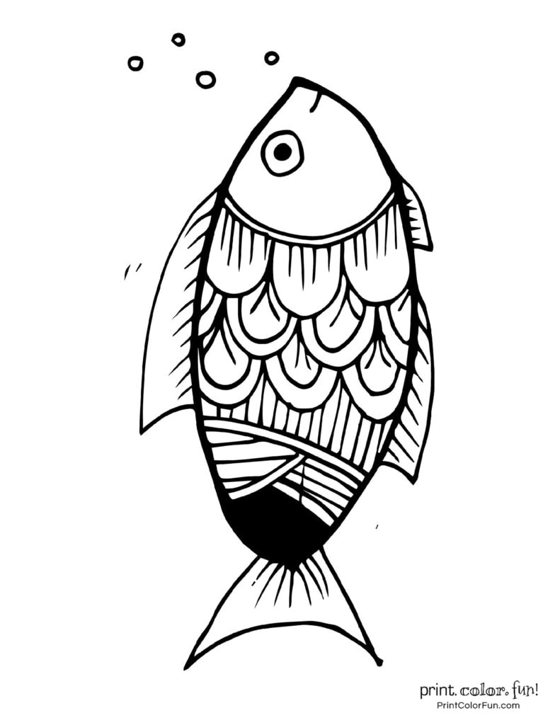 Top 100 fish coloring pages: Cute free printables, at PrintColorFun.com
