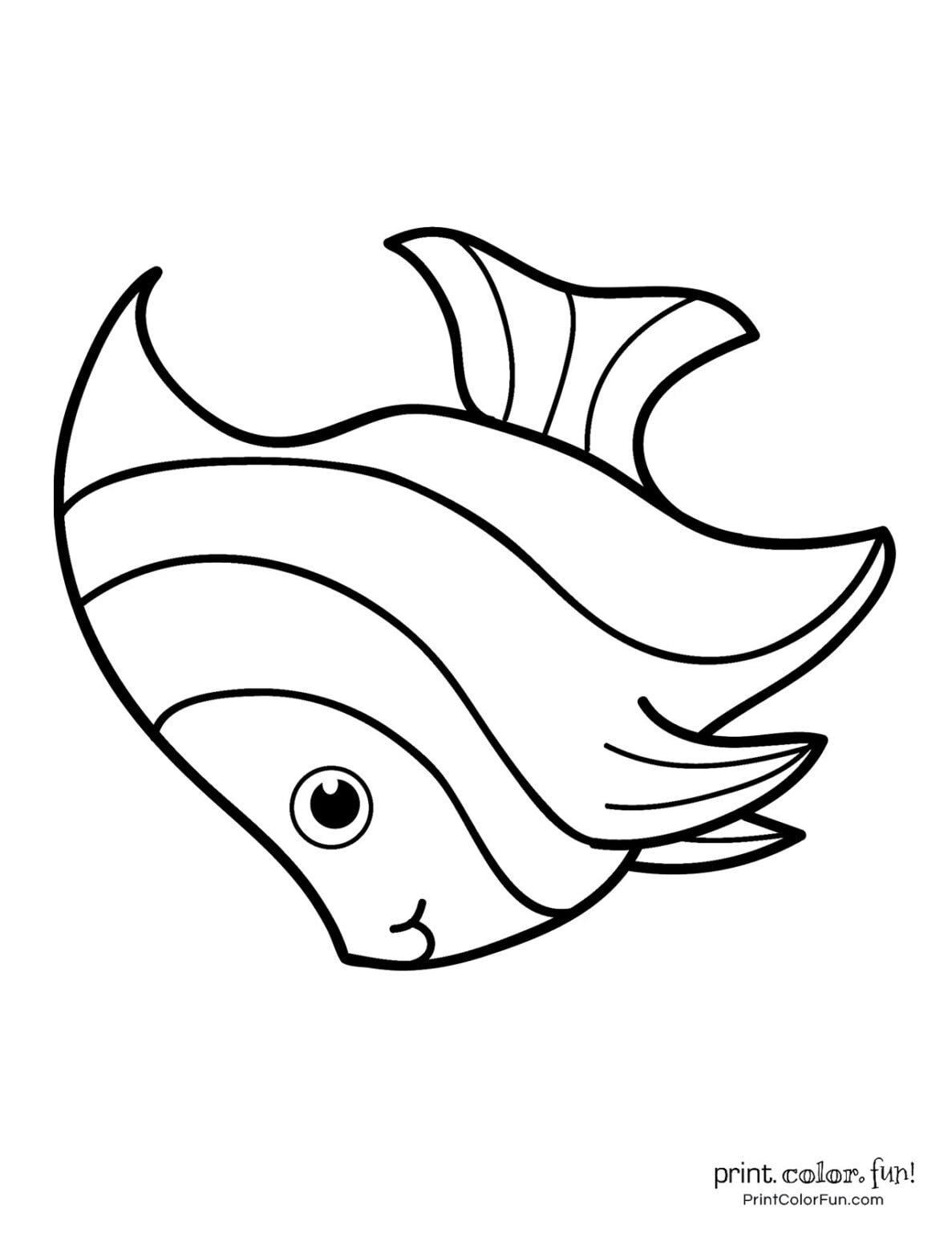 Top 100 fish coloring pages: Cute free printables, at PrintColorFun.com