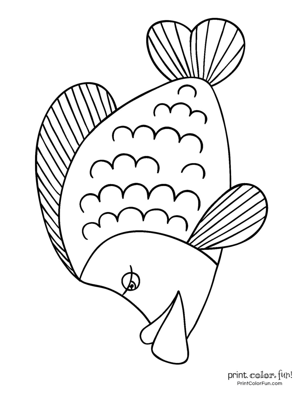 Top 100 fish coloring pages: Cute free printables, at PrintColorFun.com