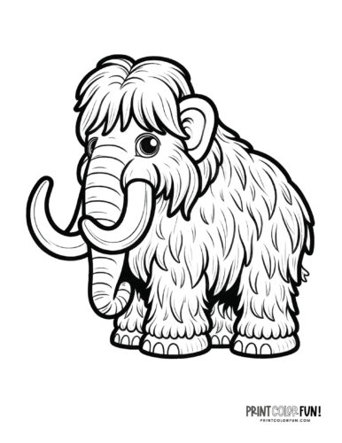 Furry Woolly Mammoth animal coloring page at PrintColorFun com from PrintColorFun com