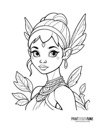 Garden fairy coloring page from PrintColorFun com (1)