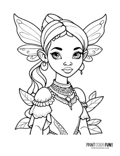 Garden fairy: Fairy coloring pages from PrintColorFun com (3)