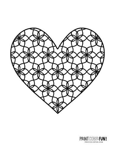 Geometric flower pattern heart coloring