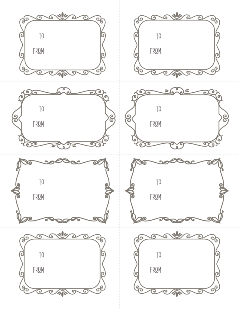 Elegant gift tags: Black & white scroll design sets to print & cut, at ...