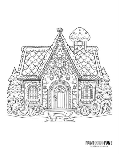 Gingerbread cookie house coloring page