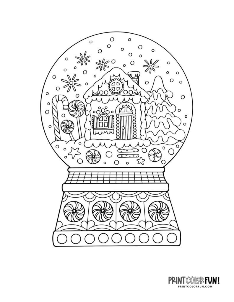 36 snow globe clipart & coloring pages for a magical holiday season, at ...