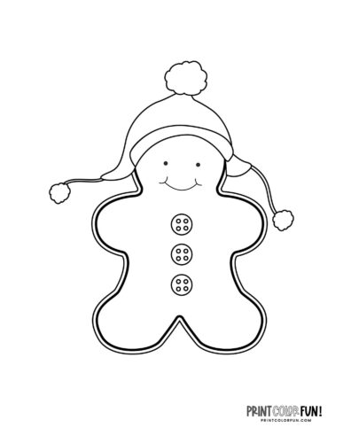 Gingerbread man coloring page - dressed for winter (3) from PrintColorFun com