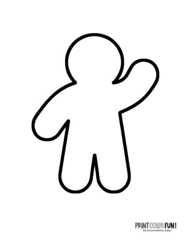 Gingerbread man waving blank coloring page
