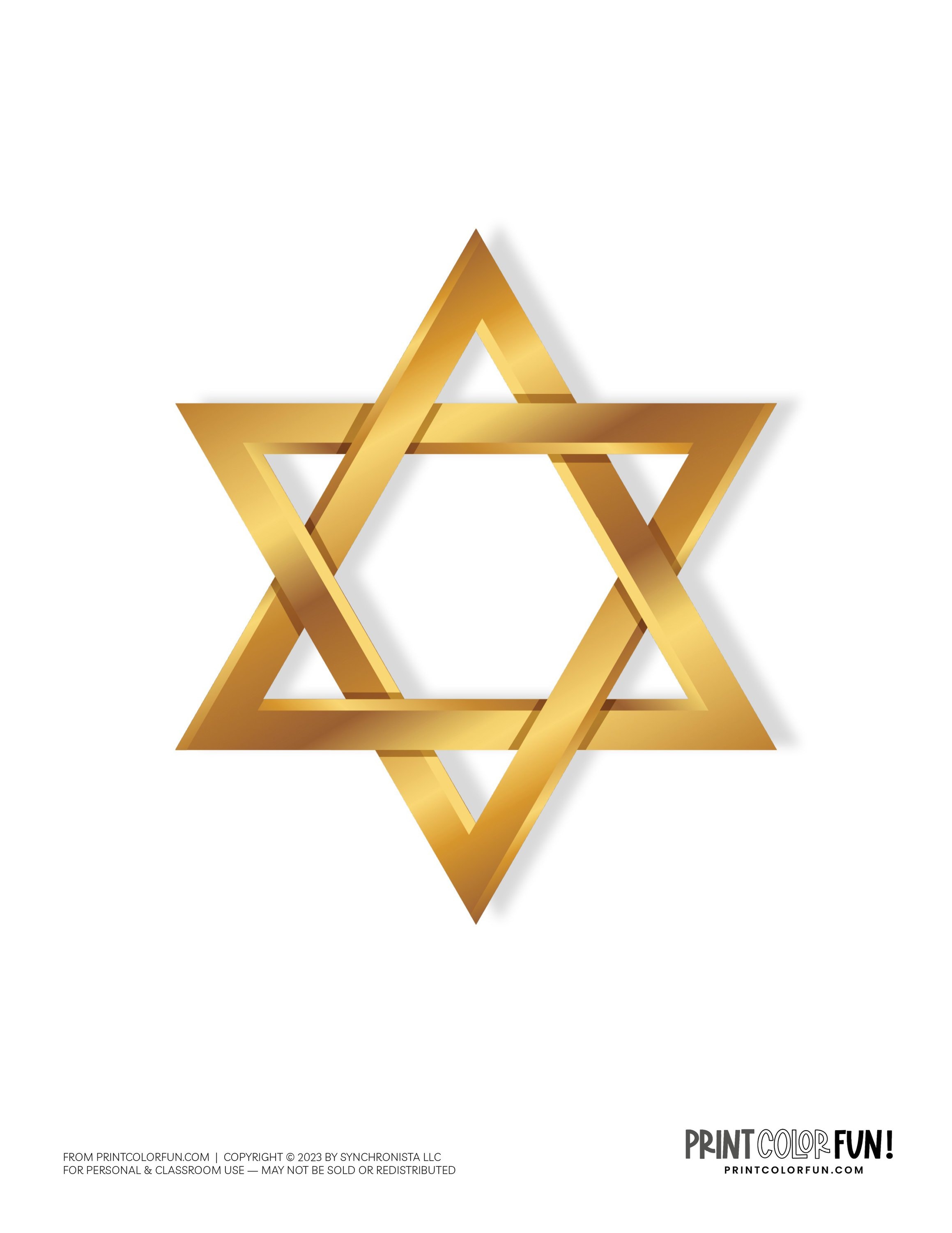 21 Star of David clipart pages for creative learning, at PrintColorFun.com