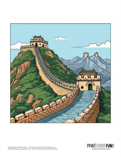 Great Wall of China clipart image from PrintColorFun com (1)