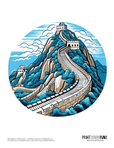 Great Wall of China clipart image from PrintColorFun com (3)
