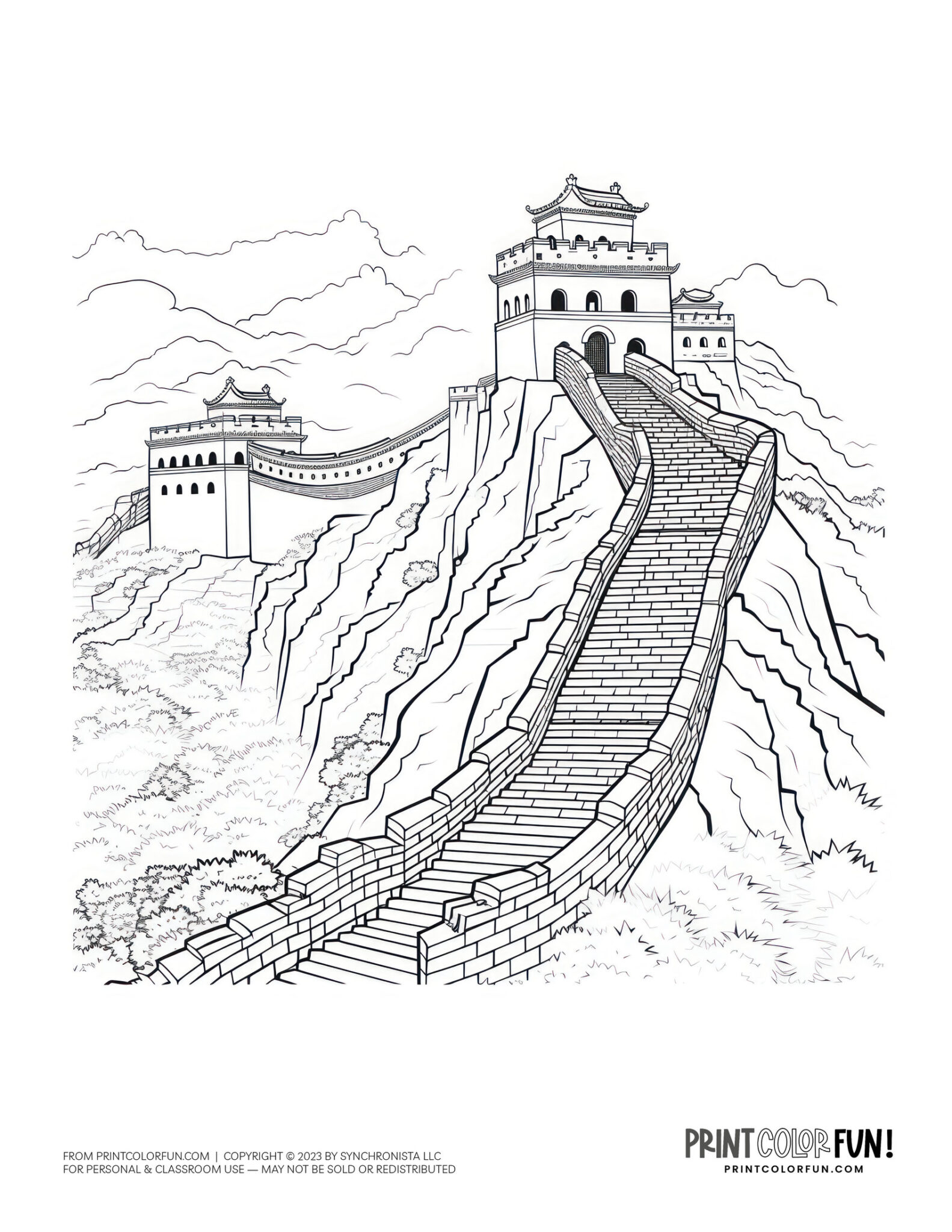 Maps of China the Chinese flag - Great Wall Of China Coloring Page Drawing From PrintColorFun Com 3 1583x2048