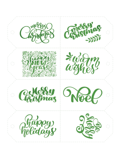 Green Christmas festive gift tags set from PrintColorFun com