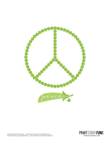 Green peas peace sign clipart from PrintColorFun com
