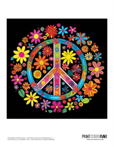 Groovy colorful peace sign clipart from PrintColorFun com (2)