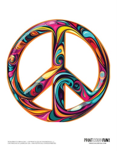 Groovy colorful peace sign clipart from PrintColorFun com (3)