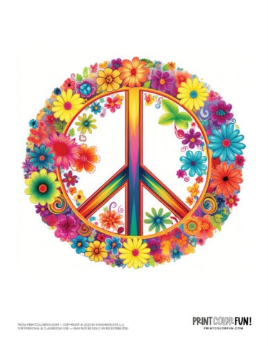 Groovy colorful peace sign clipart from PrintColorFun com (4)