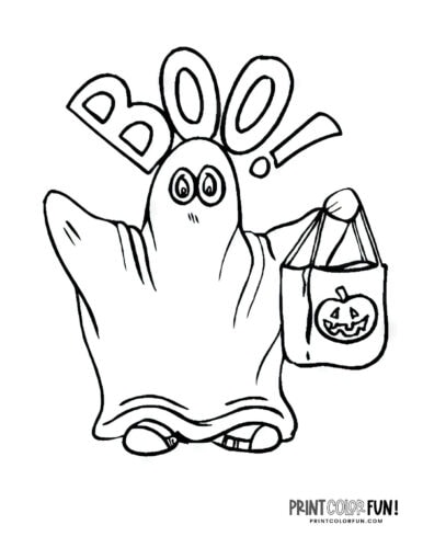 Halloween ghost costume coloring page