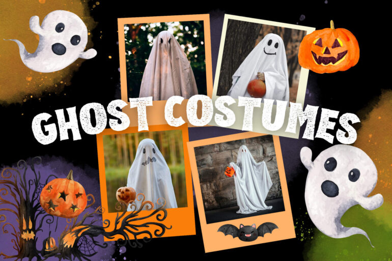 Halloween ghost costume how-to and ghost coloring pages at PrintColorFun com