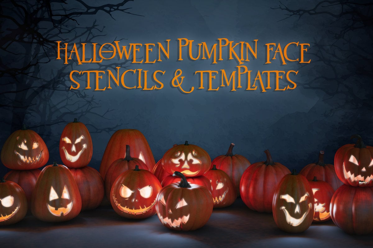 Halloween pumpkin face stencil templates for carving Jack o lanterns