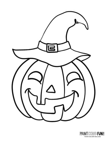 Halloween pumpkin with a witch hat