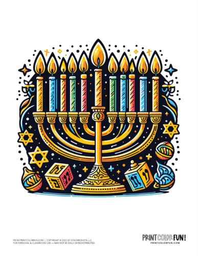 Hanukkah menorah color clipart from PrintColorFun com 2