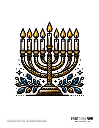 Hanukkah menorah color clipart from PrintColorFun com 4
