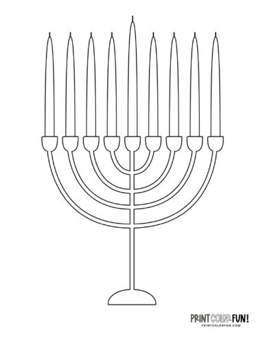 Hanukkah menorah or Chanukiah coloring page clipart from PrintColorFun com (1)