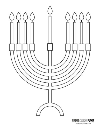 Hanukkah menorah or Chanukiah coloring page clipart from PrintColorFun com (5)