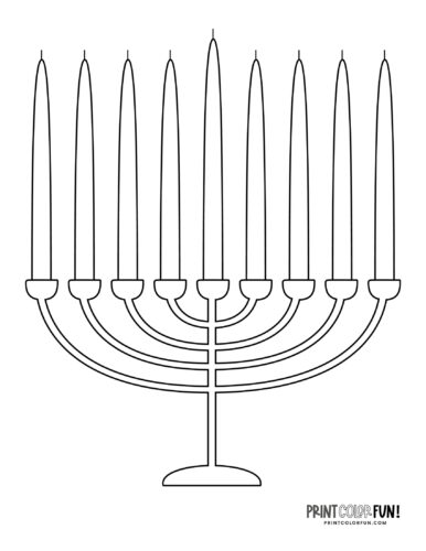 Hanukkah menorah or Chanukiah coloring page clipart from PrintColorFun com (6)