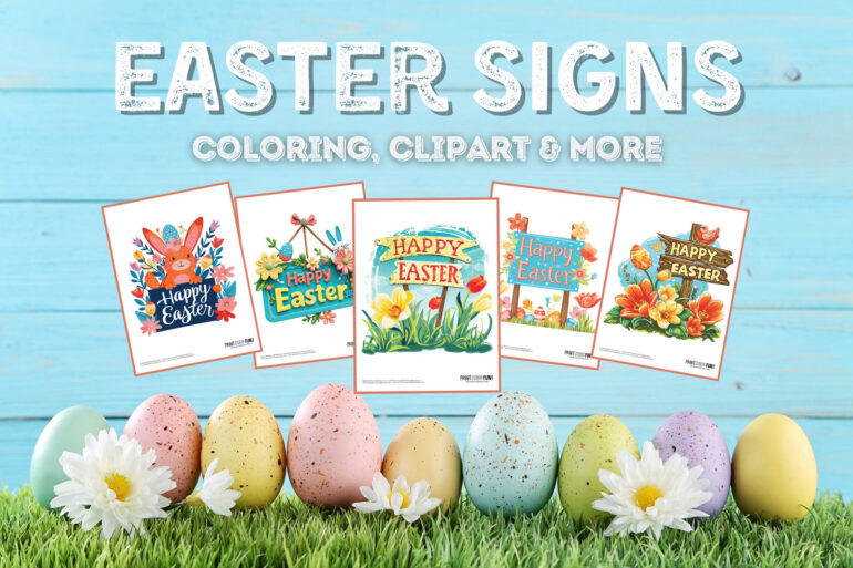 Happy Easter clipart signs from PrintColorFun com