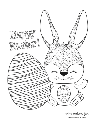 Happy Easter from a cute bunny with one big egg