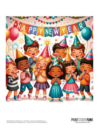 Happy New Year color clipart from PrintColorFun com (5)