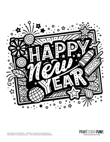 Happy New Year coloring clipart from PrintColorFun com (1)