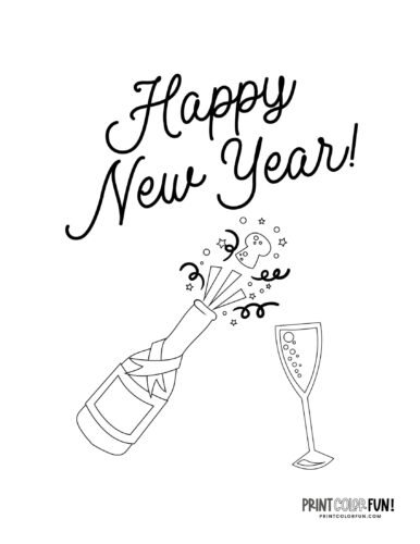 Happy New Year coloring clipart from PrintColorFun com (5)