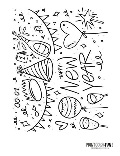 Happy New Year coloring clipart from PrintColorFun com (6)