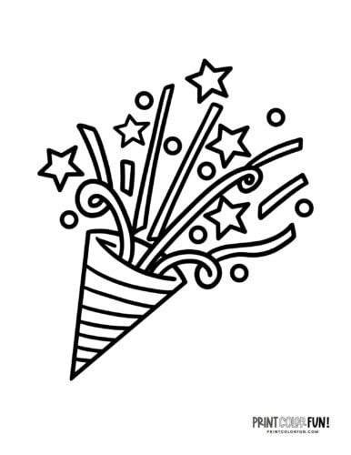 Happy New Year coloring page clipart from PrintColorFun com