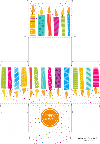 Birthday cut-out gift box with candle design - Print Color Fun!